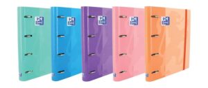 Oxford Europeanbinder Classic Carpeta de 4 Anillas Formato A4+ con Recambio Cuadriculado 5x5mm y 4 Taladros - Cierre con Goma Elastica - Colores Surtidos Tendencia