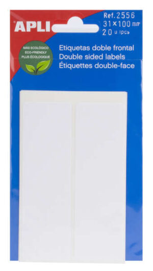 Apli Etiquetas Doble Frontal Blancas 31.0 x 100.0mm