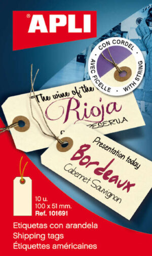 Apli Etiquetas con Arandela e Hilo 100 x 51mm 10 U.