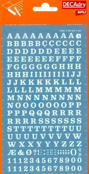 Apli Letras y Numeros Transferibles - 6mm - Facil Aplicacion - 214 Caracteres - Blanco