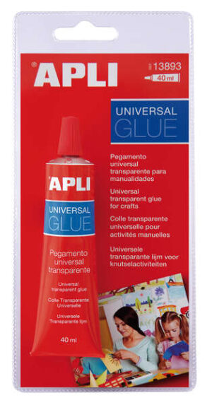 Apli Tubo de Pegamento Universal 40ml - Secado Rapido - Resistente al Agua - Transparente