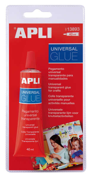 Apli Tubo de Pegamento Universal 40ml - Secado Rapido - Resistente al Agua - Transparente