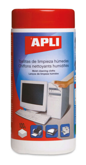 Apli Toallitas Humedas Anti-Estaticas - 100 Unidades - Limpieza y Mejora Del Rendimiento de Equipos Electronicos