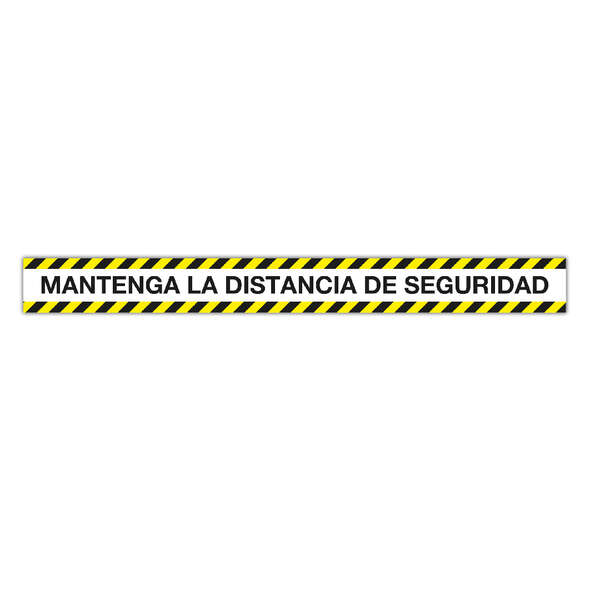 Apli Tira de Señalizacion Adhesiva "Mantenga Distancia de Seguridad" - 1000x100mm - Film de PVC de 100 Micras con Barniz Mate Protector - Adhesivo Solvente de Alta Resistencia