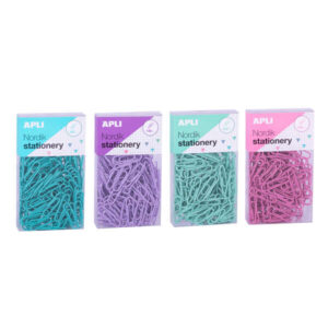 Apli Clips Nordik Pastel - 28mm - 140 Clips por Caja - 12 Cajas (3 Colores) - Eurohole para Colgar - Rosa, Lila, Azul y Turquesa