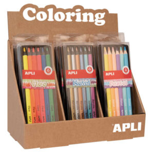 Apli Jumbo Set de Lapices - 5mm de Grosor - 12 Cajas Surtidas con 6 Lapices Cada Una - Fluo, Metal y Pastel