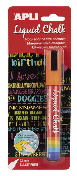 Apli Rotulador de Tiza Liquida - Punta Redonda de 5.5mm - Ideal para Pizarras, Plastico, Ventanas, Ceramica, Vinilos, Metal, Etc - Facil de Borrar con Paño Humedo - Secado Rapido y Libre de Toxicos