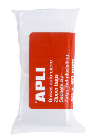 Apli Pack de 100 Bolsas con Zip Auto Cierre Transparentes - Tamaño 40x60mm - Cierre Seguro y Facil Manipulacion - Aptas para Uso Alimenticio - Ideales para Guardar Alimentos y Objetos Cotidianos