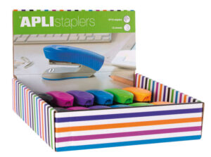 Apli Expositor de Grapadoras Home - Tamaño 92mm - Compatible con Grapas Nº10 - 12 Unidades en Colores Surtidos