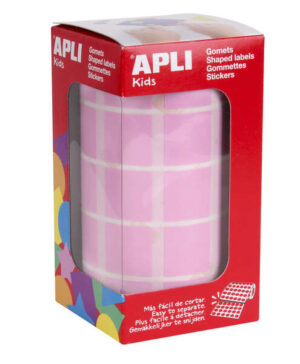 Apli Gomets Cuadrados Rosa - 20x20mm - 59 Hojas Pretroqueladas - 1770 Gomets por Rollo - Ideal para Escuelas y Talleres Infantiles - Normas EN-71 y FSC - Adhesivo Base Agua - Materiales 100% Reciclables