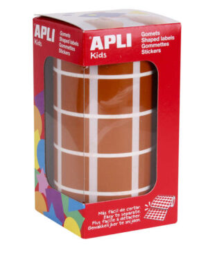 Apli Gomets Cuadrados Marrones - 20x20mm - 59 Hojas Pretroqueladas - 1770 Gomets por Rollo - Ideal para Actividades Infantiles - Normas EN-71 y FSC - Adhesivo Base Agua - Materiales 100% Reciclables