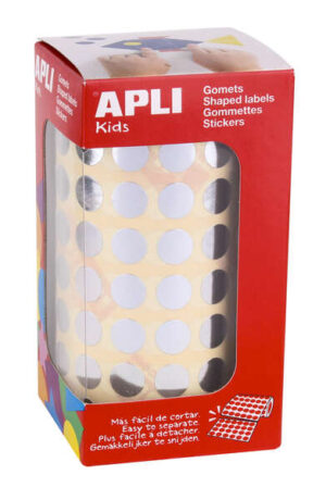 Apli Gomets Redondos Plata Metalizado - Ø 10.5mm - 5192 Unidades por Rollo - Desarrolla Habilidades y Capacidades en Niños