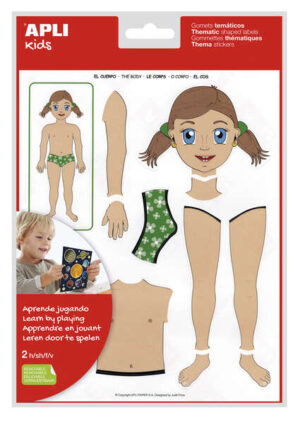 Apli Bolsa de Gomets Tematicos el Cuerpo - 26 Gomets - Adhesivo Removible - Desarrollados con Educadores - Ayuda a Identificar Partes del Cuerpo - Desarrolla Habilidades Motoras - Adhesivo Base Agua - Libre de Disolventes - Coloridos