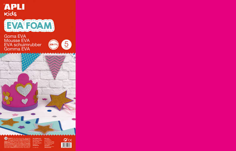 Apli Goma Eva Fucsia 600x400 - 5 Hojas de Tamaño Grande y Flexible