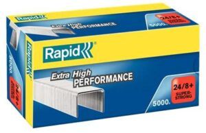 Rapid Super Strong Caja de 5000 Grapas 24/8+ - Hasta 50 Hojas - Alambre Galvanizado Superreforzado - Patilla de 8,5mm