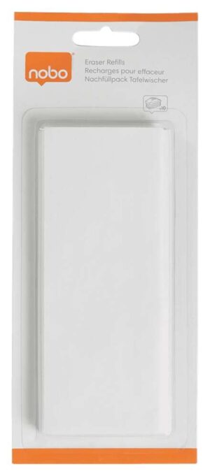 Nobo Pack de 10 Recambios para Borrador Magnetico Nobo 1901433 de Pizarra Blanca