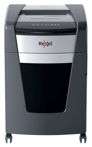 Rexel Momentum Extra XP420+ Destructora de Papel Manual Corte en Particulas P-4 - Destruye hasta 20 Hojas a la Vez - Sin Atascos - Color Gris/Plata
