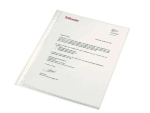 Esselte Pack de 100 Fundas Multitaladro Portadocumentos PP - Formato A4 - Calidad Luxe Cristal Liso Extra - 11 Taladros - Transparente