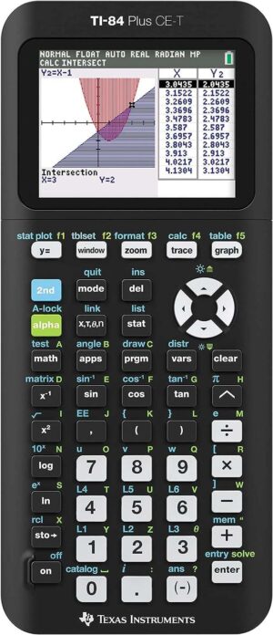 Texas-Instruments TI-84 Plus CE Calculadora Grafica - Pantalla Retroiluminada a Color - Soporta Programacion - 13 Aplicaciones Incluidas - Color Negro