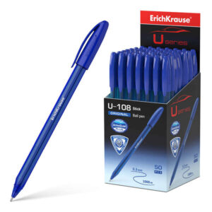Erichkrause U-108 Boligrafo Clasico - Punta de Bola 1.0mm - Trazo de 0.3mm - Tapa Ventilada - Cuerpo Translucido y Tintado - Ultra Glide Technology - Color Azul