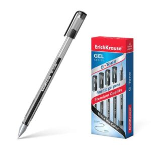 Erichkrause G-Tone Boligrafo de Gel - Cuerpo Translucido con Grip Perfilado Triangular - Punta de 0,5mm - Tinta de Gel de Secado Rapido - Color Negro