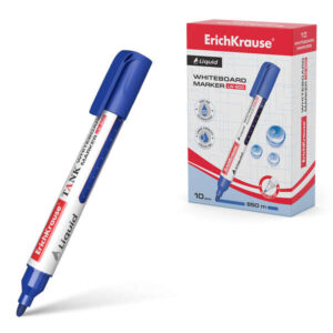 Erichkrause Liquid LW-600 Marcador de Pizarra Blanca - Tinta Liquida a Base de Alcohol - Punta en Forma de Bala - Ancho de Linea 2.5mm - Color Azul