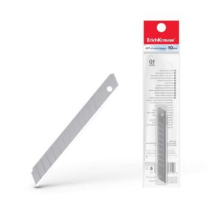 Erichkrause Pack de 10 Cuchillas de Repuesto de Acero Segmentado - Medidas 9mm x 0.5mm - Afilado de Doble Cara - Resistente al Desgaste