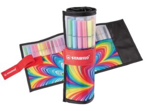 Stabilo Pen 68 Arty Rollerset de 25 Rotuladores - Estuche de Nylon Enrollable - Punta de Fibra - Trazo de 1mm aprox. - Tinta a Base de Agua - Capuchon Ventilado - Colores Surtidos