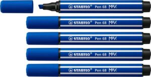 Stabilo Pen 68 MAX Rotulador - Punta de Fibra Biselada - Trazo entre 1-5mm aprox. - Tinta a Base de Agua - Color Azul Marino