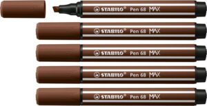 Stabilo Pen 68 MAX Rotulador - Punta de Fibra Biselada - Trazo entre 1-5mm aprox. - Tinta a Base de Agua - Color Marron