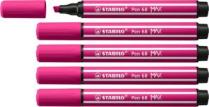 Stabilo Pen 68 MAX Rotulador - Punta de Fibra Biselada - Trazo entre 1-5mm aprox. - Tinta a Base de Agua - Color Rosa