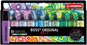 Stabilo Boss Original Arty Pack de 10 Marcadores Fluorescentes Colores Frios - Trazo entre 2 y 5mm - Tinta con Base de Agua