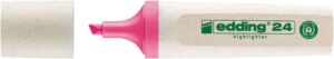 Edding 24 EcoLine Marcador Fluorescente - Punta Biselada - Trazo entre 2-5mm - 90% de Plastico Reciclado - Etiqueta Ecologica Blue Angel - Color Rosa
