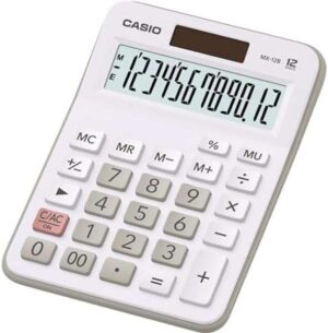 Casio MX-12B Calculadora de Escritorio Pequeña - Pantalla LCD de 12 Digitos - Solar y Pilas - Color Negro