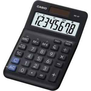 Casio MS-8F Calculadora de Sobremesa con Pantalla Extragrande de 8 Digitos - Signos de Comando de Funcion - Alimentacion Solar y Pilas - Color Negro