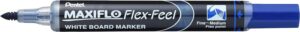 Pentel Maxiflo Flex-Feel Rotulador para Pizarra Blanca - Punta Flexible 4.6mm - Trazo de 1 a 5mm - Dosificacion de Tinta mediante Embolo - Color Azul