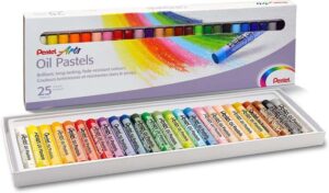 Pentel Oil Pastels Pack de 25 Pasteles Oleo - Blandos, Cremosos y de Secado Lento - Colores Surtidos
