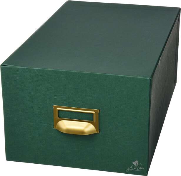 Mariola Fichero Carton Forrado en Geltex Nº4 para 500 Fichas - Medidas 220x155x250mm - Resistente y Duradero - Color Verde