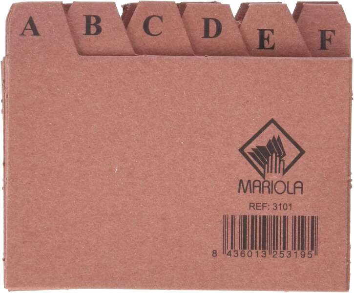 Mariola Indice A-Z Nº1 para Fichero - Medidas 95x65mm - Color Marron