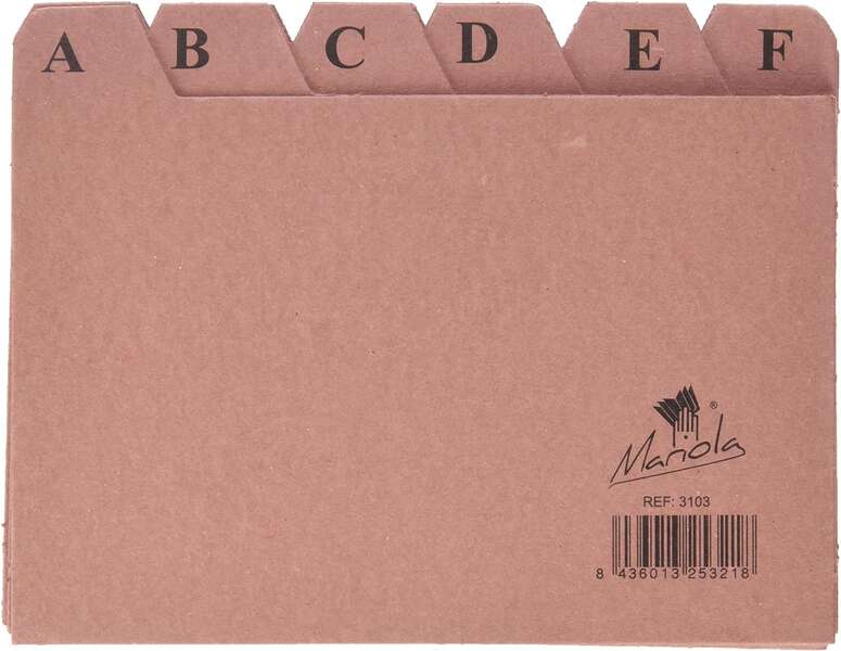 Mariola Indice A-Z Nº3 para Fichero - Medidas 150x100mm - Color Marron