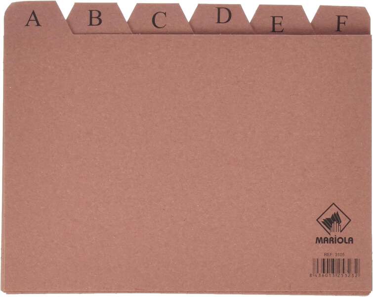 Mariola Indice A-Z Nº5 para Fichero - Medidas 215x160mm - Color Marron
