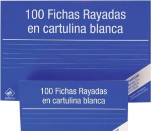Mariola Pack de 100 Fichas Rayadas Nº2 para Fichero - Medidas 125x75mm - Color Blanco