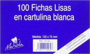 Mariola Pack de 100 Fichas Lisas Nº2 para Fichero - Medidas 125x75mm - Color Blanco