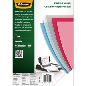 Fellowes Pack de 100 Portadas de Polietileno Transparentes para Documentos A4 - Grosor 150 Micras - Utilizables en Encuadernadoras de Espiral o Canutillo