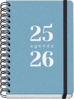 Dohe Grammar Agenda Escolar 25/26 Espiral A5 - Semana Vista - Papel 80g/m2 - Cubierta de Polipropileno - Cierre de Goma Elastica - Color Azul