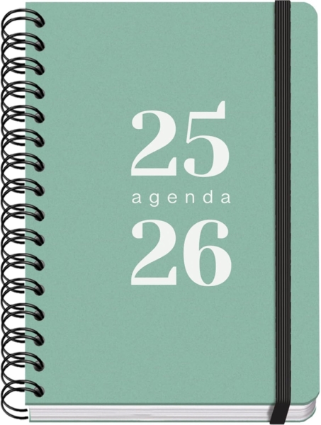 Dohe Grammar Agenda Escolar 25/26 Espiral A5 - Semana Vista - Papel 80g/m2 - Cubierta de Polipropileno - Cierre de Goma Elastica - Color Verde