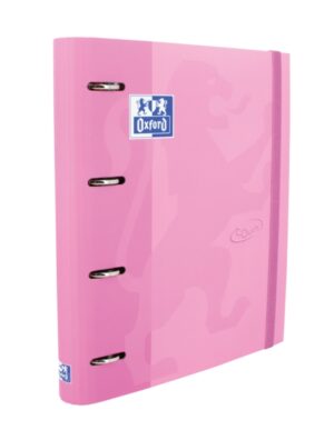 Oxford Touch A4+ Europeanbinder - Tapa Extradura Resistente - Lomo de 45mm - Anillas 4Dx35mm - Recambio 5x5 Incluido - Color Fucsia Pastel