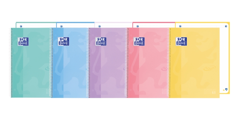 Oxford School Touch Europeanbook 1 Cuaderno A4+ 80 Hojas icroperforadas Rayado Dots - Tapa Extradura - Colores Pastel Surtidos
