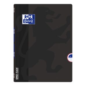 Oxford School Openflex A4 Libreta Grapada - Tapa de Plastico Resistente - 1 Linea con 2 Margenes - 48 Hojas de Alta Calidad - Color Negro