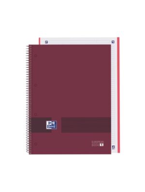 Oxford & You Europeanbook A4+ Tapa Extradura - Cuaderno de 80 Hojas - Tamaño A4+ - Cuadricula 5x5 - Color Burdeos